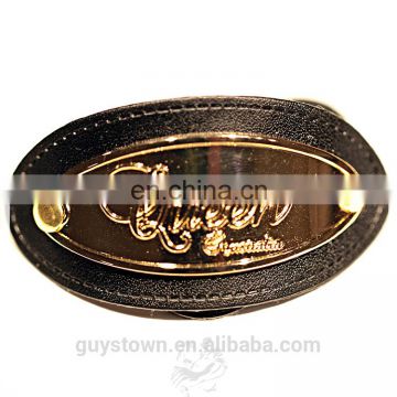 custom Metal casting logo tag nail PU leather badge patch for shoe