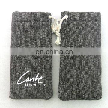Custom Gray Print Cotton Drawstring Sunglasses Bag Goggles Pouches photo-4