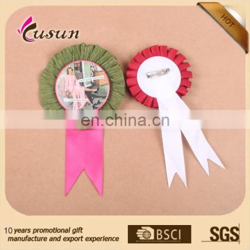 High quality printable ribbon rosette round satin ribbon badge