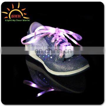 Wholesale led shoelaces for hip hop shoes color flashing glow in the dark led shoe laces