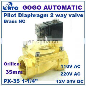 GOGO 2 Way Pilot Diaphragm Brass Electric 110v 220v ac Water Pneumatic Normally Closed Solenoid Valve 1 1/4" BSP 35mm PX-35 NBR photo-3