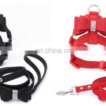 Diamond Embedded Butterfly Knot Adjustable Pet Collar Leather Leash Training Dog Pulling Rope Pet Neck Chain Pet Supplies photo-7