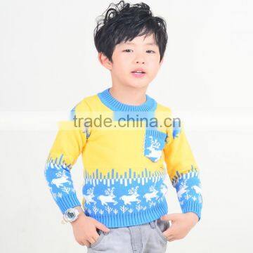 Pullover with 100% cotton 4-6years old boys jacquard pullover sweater