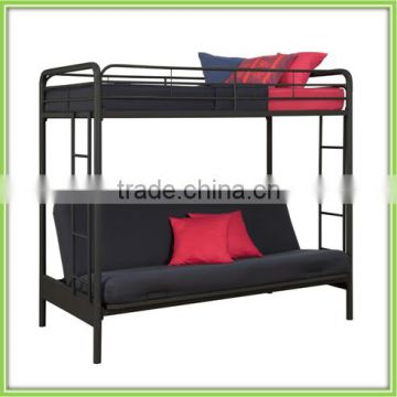 Hot Sale Home Furniture Cheap Metal Twin Over Futon Full Bunk Bed, Black