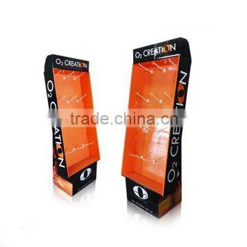 customized POP recycle hooks corrugated paper pegable display stand shelf