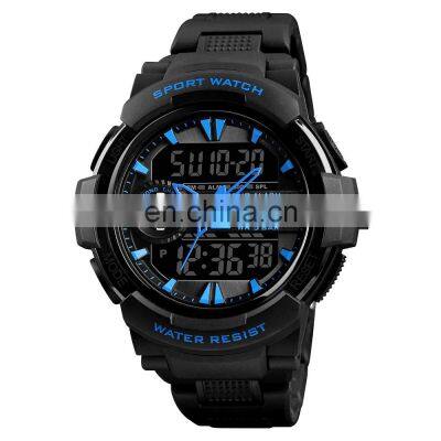 SKMEI 1320 analog digital watches for men stainless steel back multifunction watch 2 time zone watch