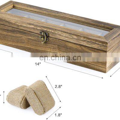 Watch Box Case Organizer Display for Men Women 6 Slots Wood Box With Glass Top photo-4