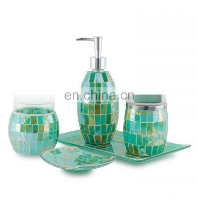 Map Style Glass Bathroom Accessories Special Design  Glass Bathroom Accessories Set Luxury Hotel Home Glass Bathroom Set