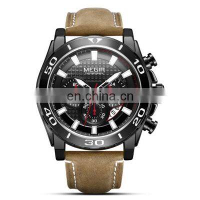 Cross-border hot selling MEGIR 2094 men's watch sports trend multi-function true three-eyewrist quartz watches for men