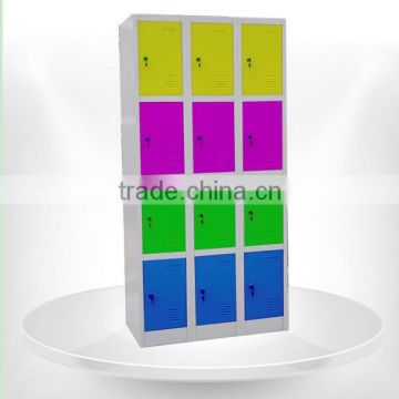 China supplier steel 12 door colorful change room locker /12 door clothing lokcer/wardrobe