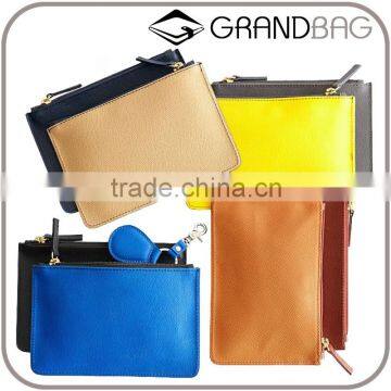 Saffiano Leather Bag genuine leather zip pouch clutch bag simple clutch bag travel leather pouch for women