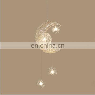 Moon Hemp Rope Hanging Light Rattan For Home Indoor Pendant Lamp