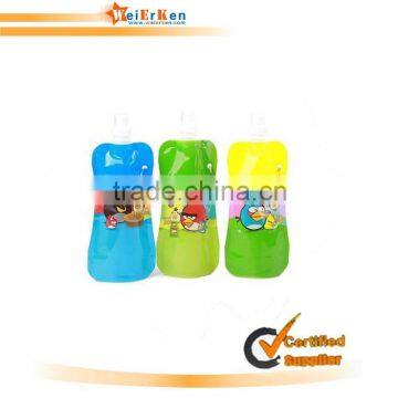 Customized Reusable 480ML Plastic Foldable Water Bottle drinking Water Bag 16OZ