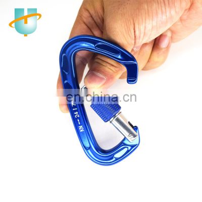 3.9inch 24kn Aluminum Hook Outdoor Rock Climbing Carabiner hook with screw gate