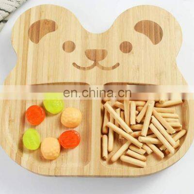 High Quality Ecofriendly Natural Kitchen Reusable Bamboo Kids Plate For Food
