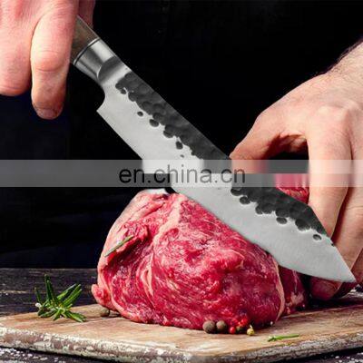 Forged Kitchen Knife Hammered Stainless Steel Outdoor Fish Deboning Segmentation Butcher Knife With Double Steel Head Chef Knife photo-4
