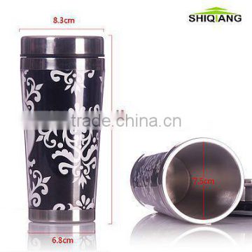 16oz full color paper inserted stainless steel mug with steel bottom