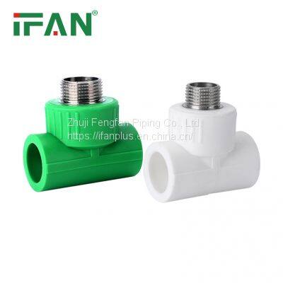 IFAN Customized Green PPR Fittings 20-63mm Brass Male Thread Plastic PPR Tee