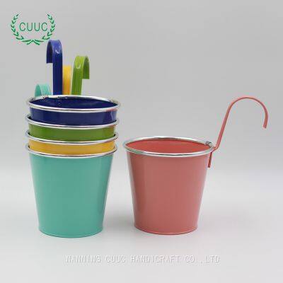 CUUC Tin Metal Hanging Flower Pot Flower Bucket Hanging Planter photo-3