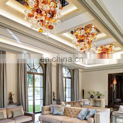 Modern Indoor Hall Ceiling Glass Blown Hanging Lamp Ball Pendant Light Bubble Ball Chandelier