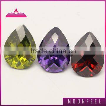 high quality checkerboard cut colour pear cubic zirconia stones