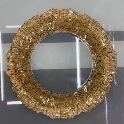 13 inch plastic clear and gold round wedding party decoration charger plates