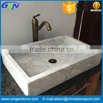 Modern Design Polished Rectangular Bathroom Marble Sink