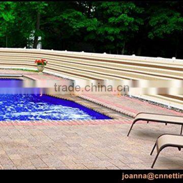 Ivory / Khaki / Brown Striped Outdoor Privacy Screen Net Mesh For Deck, Balcony, Fence, Pool or Patio. 34" H x 184" L INCHES photo-4