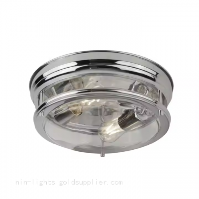 Vintage Round Ceiling Light Farmhouse Ceiling Fixture With Seeded Glass Cover Suitable for Bedroom Living Room Lighting