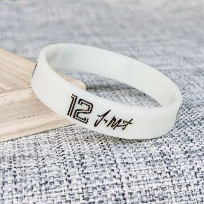 OEM Customized Model NO.12 Intaglio Color Filling Camouflage Large Elastic Smooth Sports Silicone Bracelet photo-4