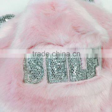 Fashion Slogan Designer Hat Fashion Girls Hat Faux Fur Trapper Hat Bling Bling Sequin Hat photo-2