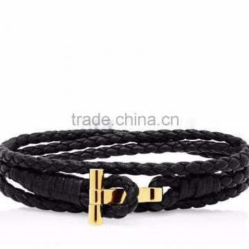 wholesale High Quality fashion Jewelry PU Leather Bracelet unisex stainless steel bracelet