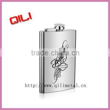 Sanding finish stainless steel hip flask with silk screen