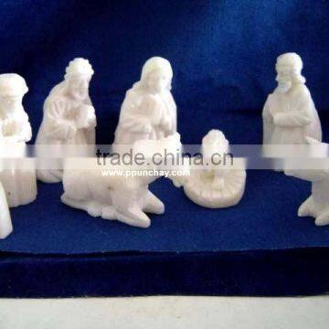 Alabaster Ceramic Stone of Huamanga Nativity Set Peru