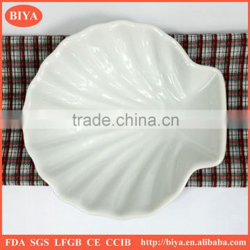 shell plate hot sales white porcelain shell shape plate and dish with bump stripe