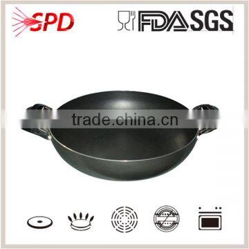 2014 hot selling aluminum nonstick two ear handle wok