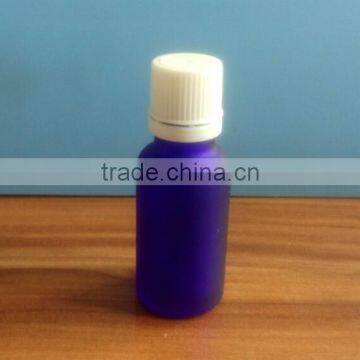 20ml blue frosted essential oil glass bottle with white cap