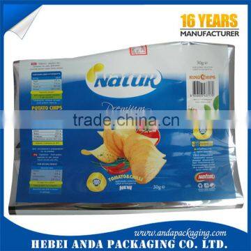 OEM design sachet food packaging plastic roll film/potato chips packaging metallized laminated plastic film