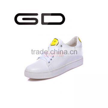 GD genuine leather Korean style girls high quality leisure shoes with smiling face