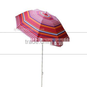 1.8m red stripe fabric 3 fold light beach umbrella with pvc carry bag