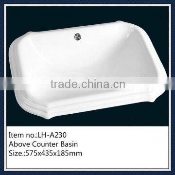 Popular hospital ceramic wash bowl wall mounted counter basin