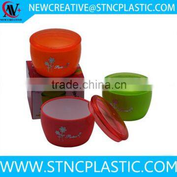 colorful round shape plastic candy box with sealed lid