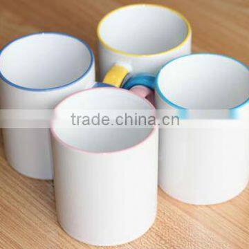 Coated Sublimation Color Changing Color Rim Mug w/ Color Rim Handle Inner