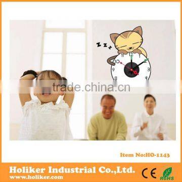lovely cat shaped wall clock sticker