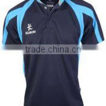 100% Cotton Navy Blue Rugby Shirt/Jersey with Sky Blue Panels custom design