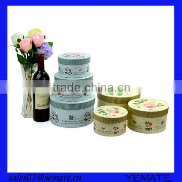 wholesale cardboard paper round flower box, handmade flower packaging box with lid,cheap custom round packaging box