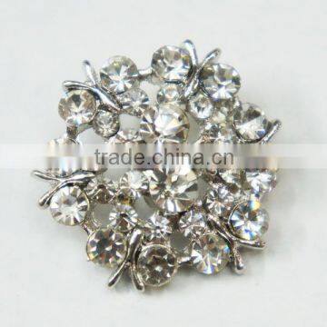 Lady Gift Crystal Button Round Flower Clear Rhinestone Button