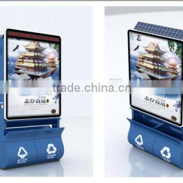 Solar advertising scrolling trash bin/outdoor scrolling advertising light box