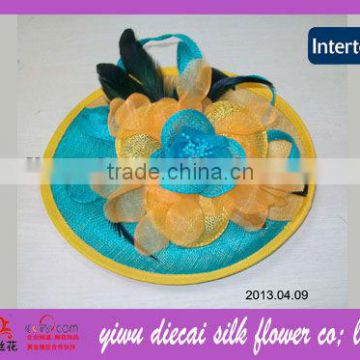 2013 New cute flower/feather decorated sinamay church headwear