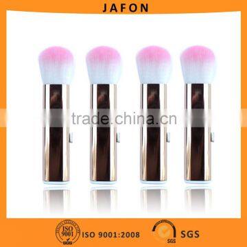 Sliding Metal Retractable Blush Brush Pink Synthetic Bristles